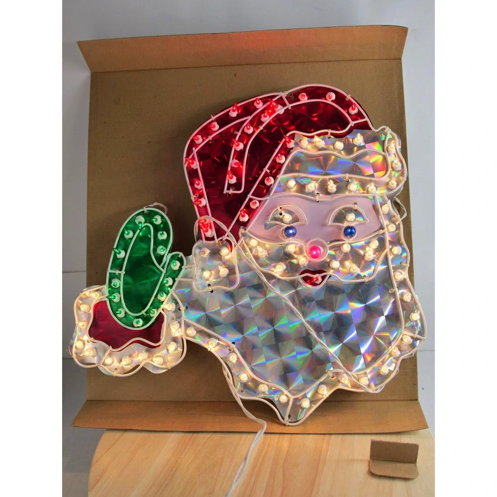 Noma Christmas Expressions 100 Light Holographic Waving Santa Lighted Box
